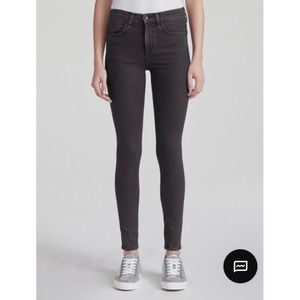 Rag & Bone High-Rise Skinny Jeans in Faded Black